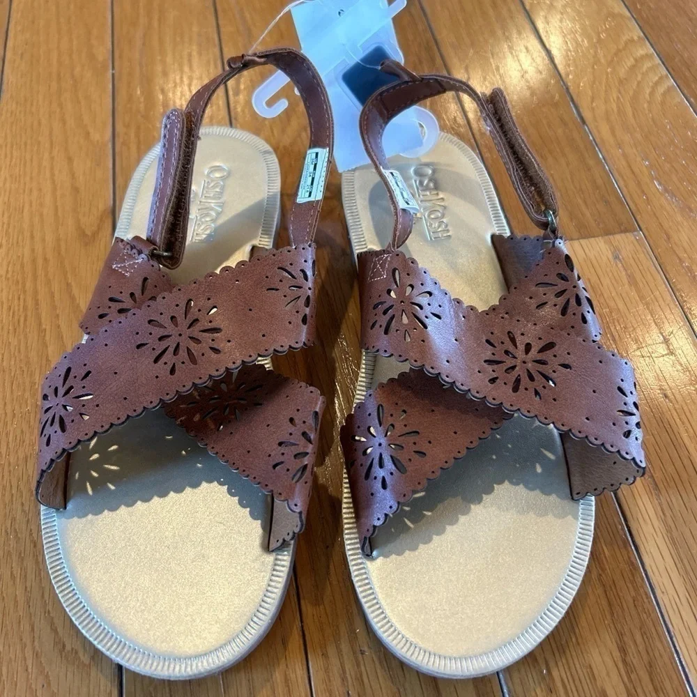 New 2 Pair Oshkosh B’Gosh Carter’s Brown Open Toe Gladiator Sandals Girls Size 3